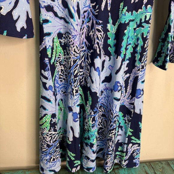 Lilly Pulitzer Raina Dress Deep Indigo Swish & Sway Tiered Sleeves XXS $168 - Picture 6 of 9
